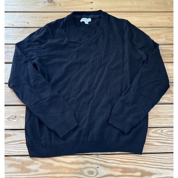 John W Nordstrom Cashmere V Neck Sweater Size Large Men’s Black - Picture 1 of 7